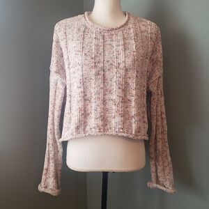 Arizona Jean Company Speckled Cream Cropped Sweater